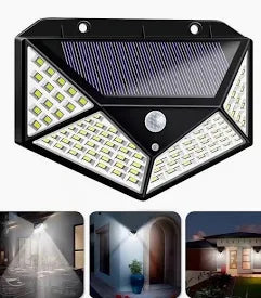 Combo x4 lámparas solares 100 LED iluminación potente con sensor automático ahorro de energía resistente al agua ideal para exteriores