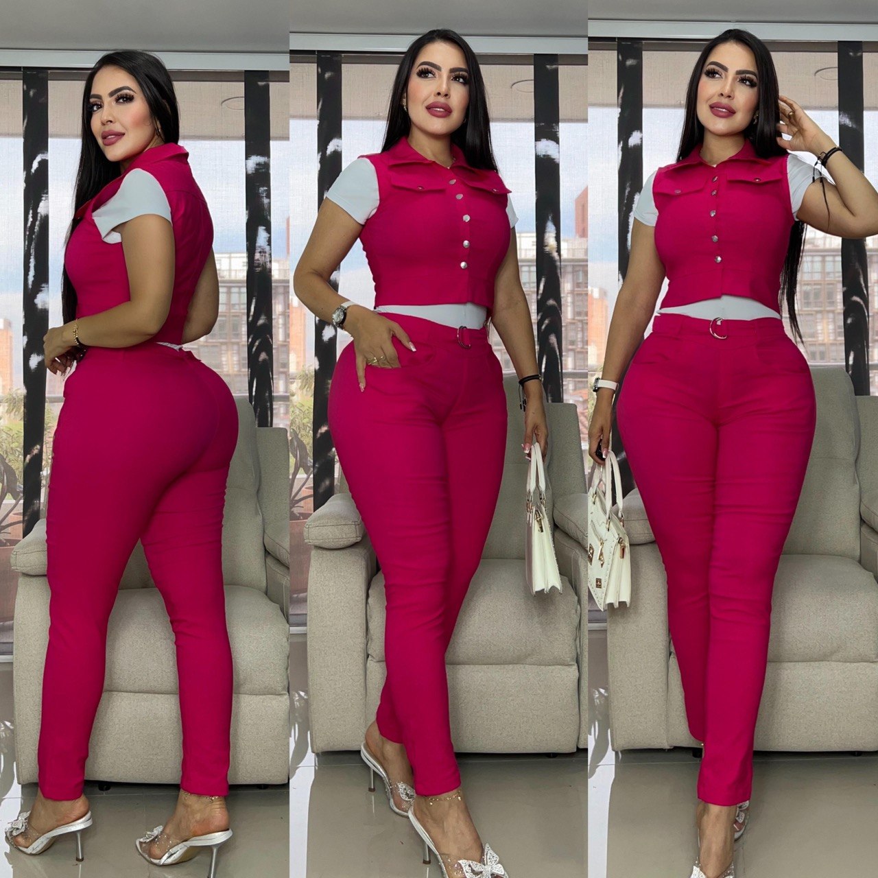 Compra pantalón para mujer en bengalina licrada, tiro alto y ajuste elástico, disponible en talla única y XL con excelente comodidad.