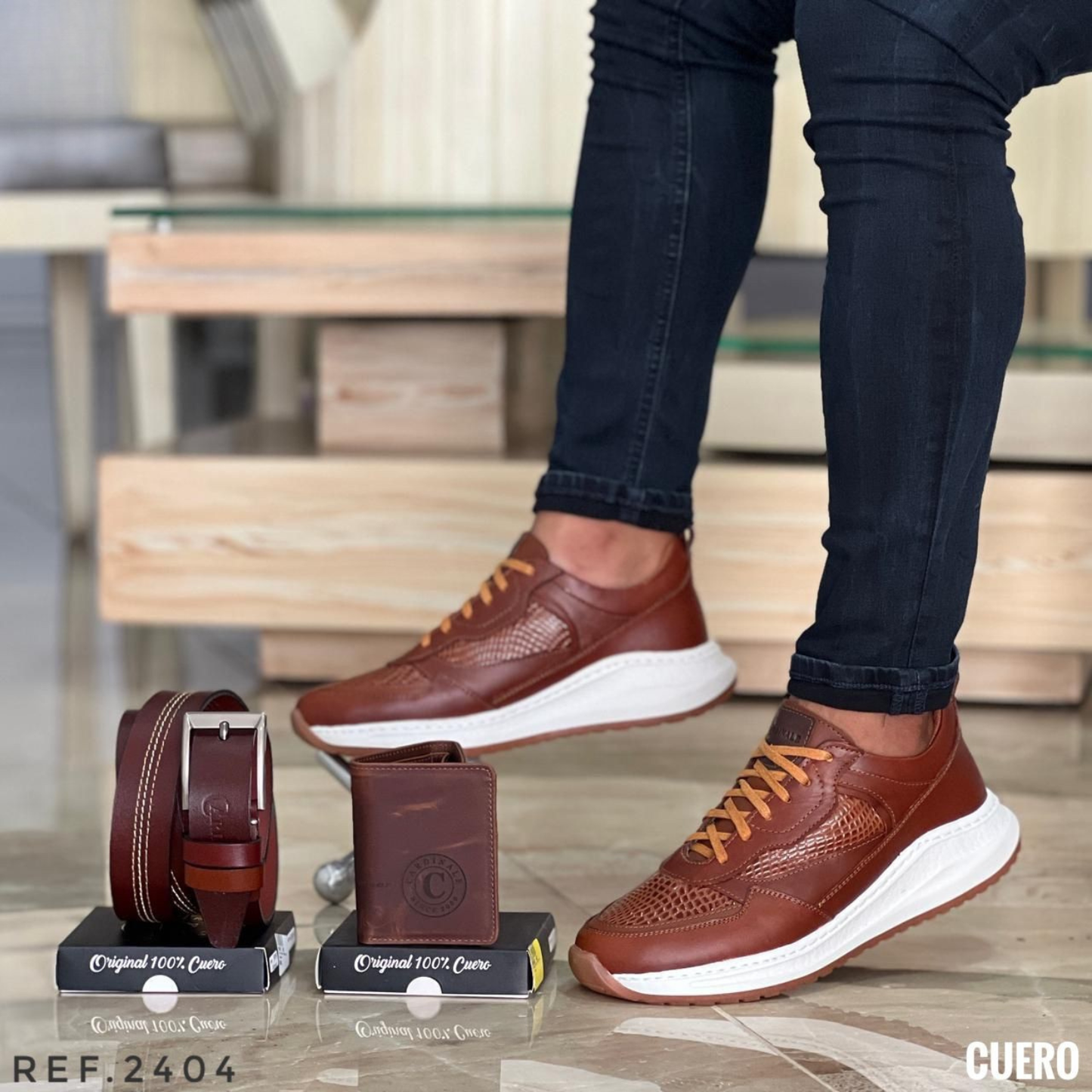 Trío Ejecutivo Casual para Caballero en Cuero – Elegancia Premium para Oficina y Ocasiones Especiales