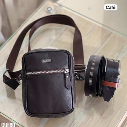 Combo Ejecutivo para Caballero con Bolso y Correa en Cuero – Regalo Premium con Estilo Sofisticado