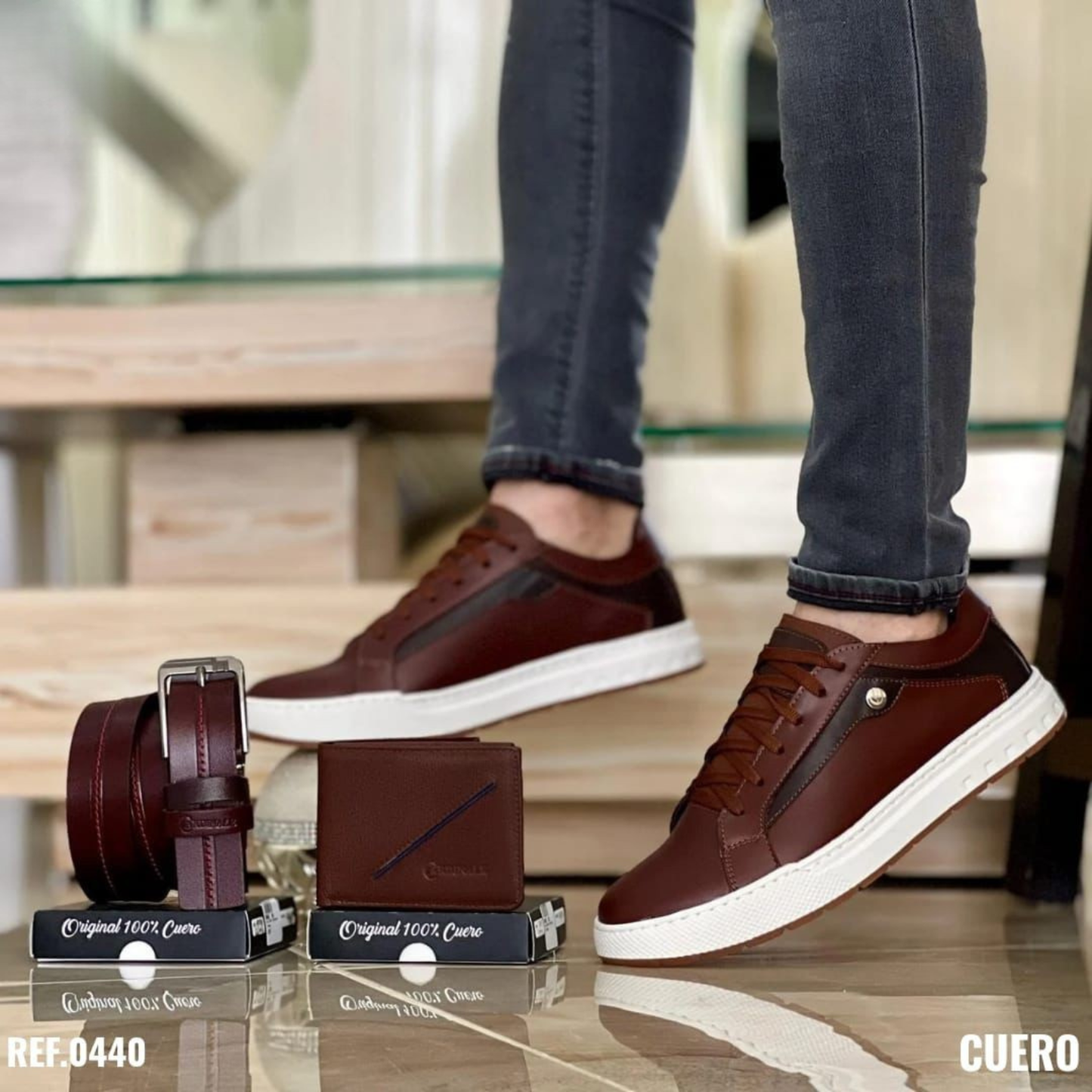 Trío Bolichero para Caballero 100% Cuero – Estilo Clásico Premium con Acabado Elegante