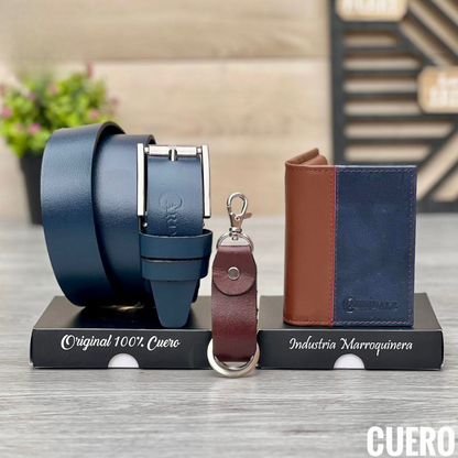 Trío Billetera, Correa y Llavero – Set Elegante para Regalo Masculino