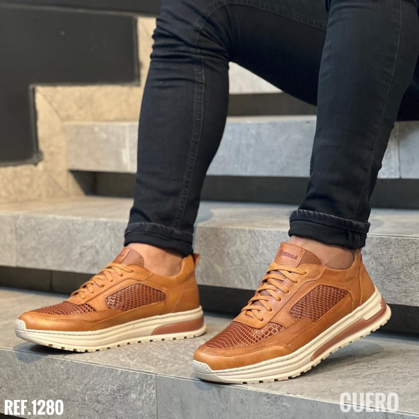 Deportivo para Caballero en Cuero Encerado – Estilo Urbano Premium con Acabado Artesanal
