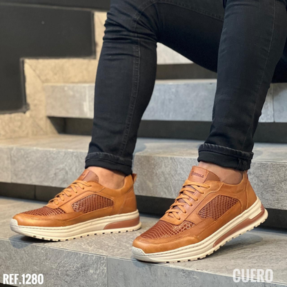 Deportivo para Caballero en Cuero Encerado – Estilo Urbano Premium con Acabado Artesanal