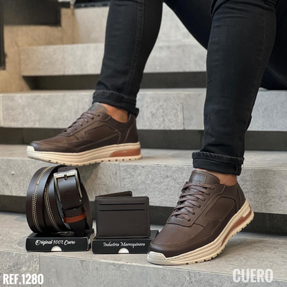 Trío Sport para Caballero 100% Cuero – Estilo Urbano Premium y Comodidad Total