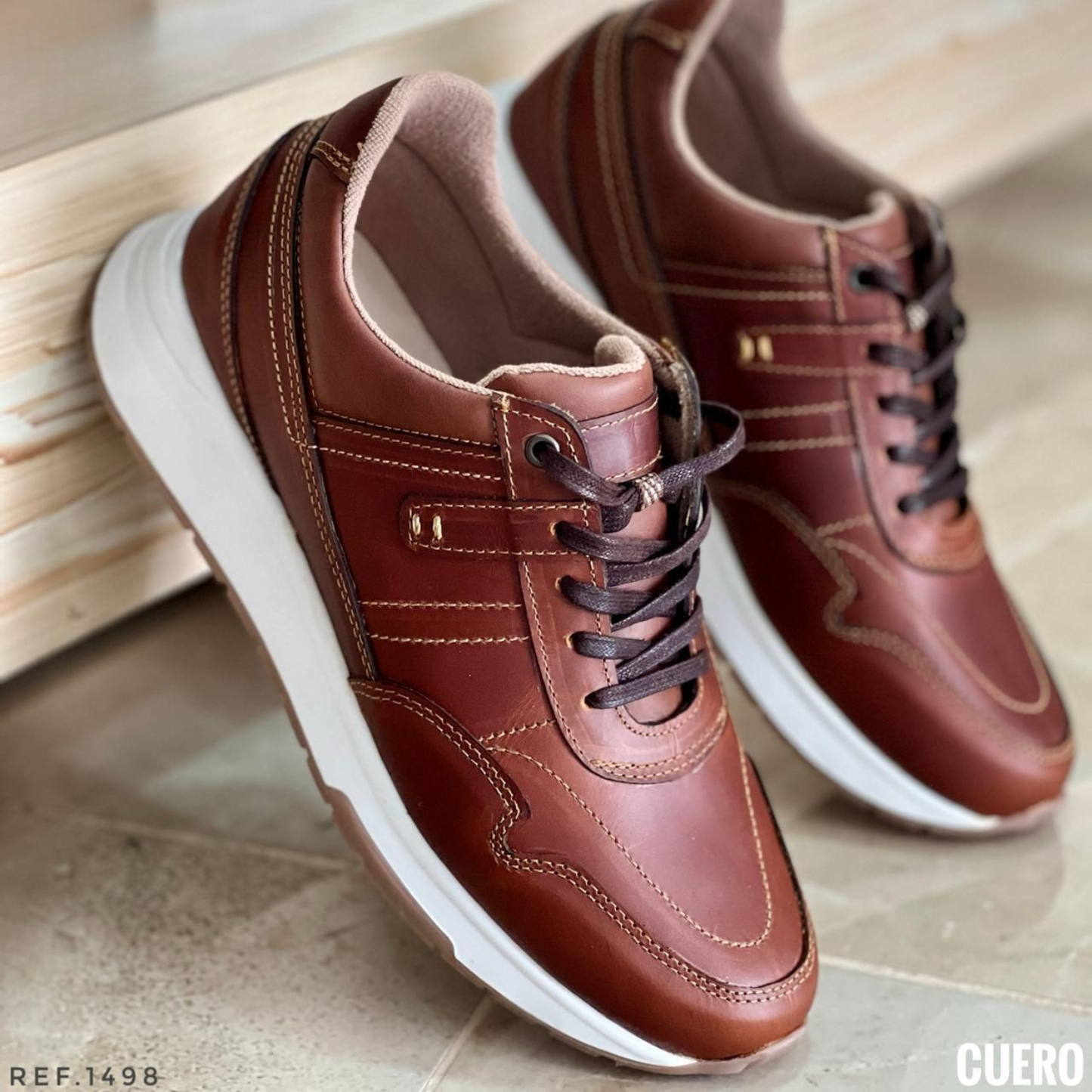 Deportivo para Caballero en Cuero Encerado – Estilo Urbano con Acabado Premium