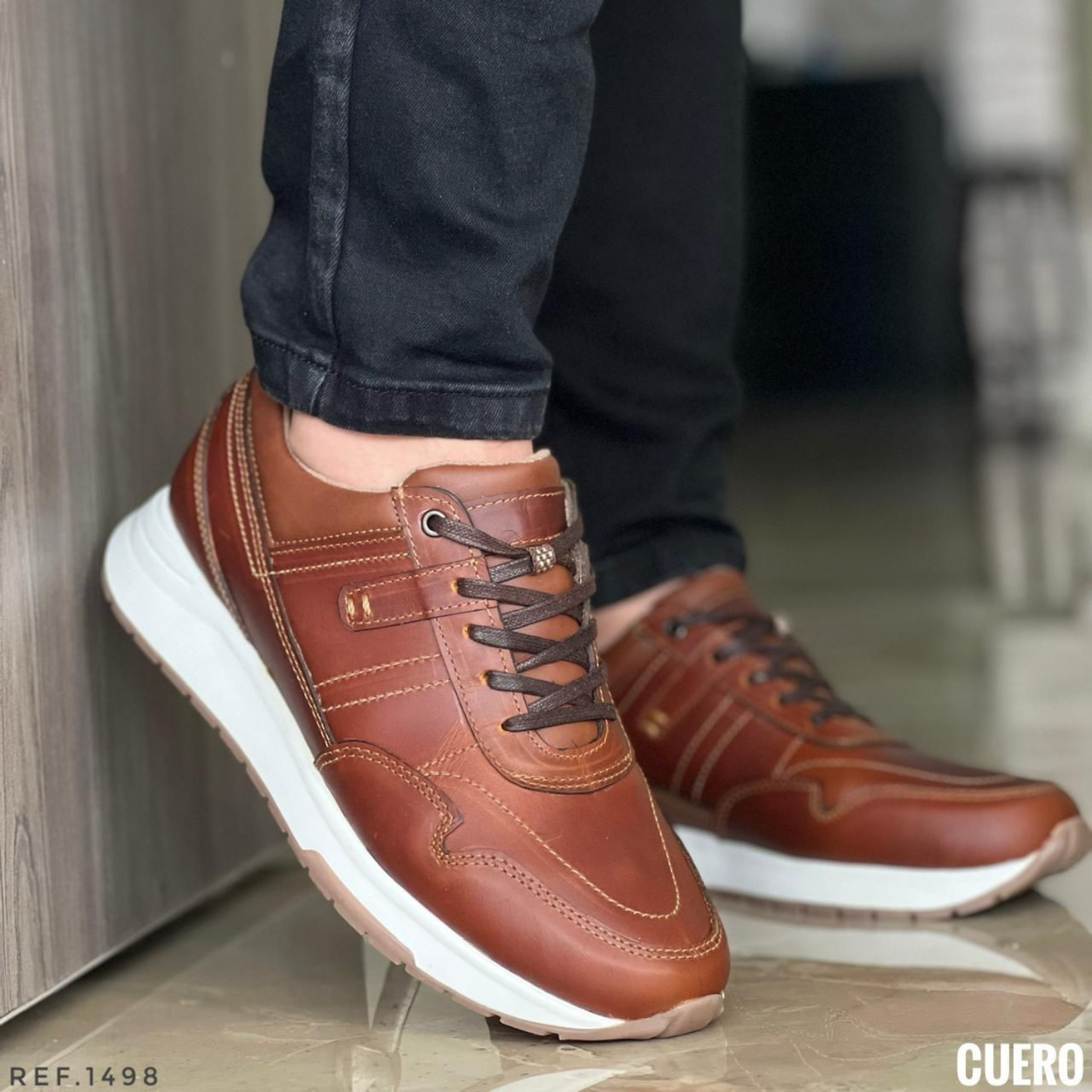 Deportivo para Caballero en Cuero Encerado – Estilo Urbano con Acabado Premium