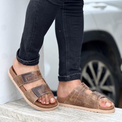 Sandalia Roma para Caballero en Cuero Encerado – Estilo Artesanal y Elegante