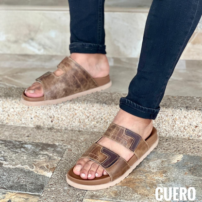 Sandalia Roma para Caballero en Cuero Encerado – Estilo Artesanal y Elegante