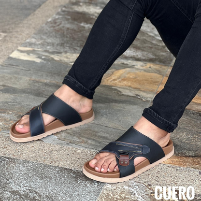 Sandalia Roma para Caballero en Cuero Encerado – Estilo Artesanal y Elegante