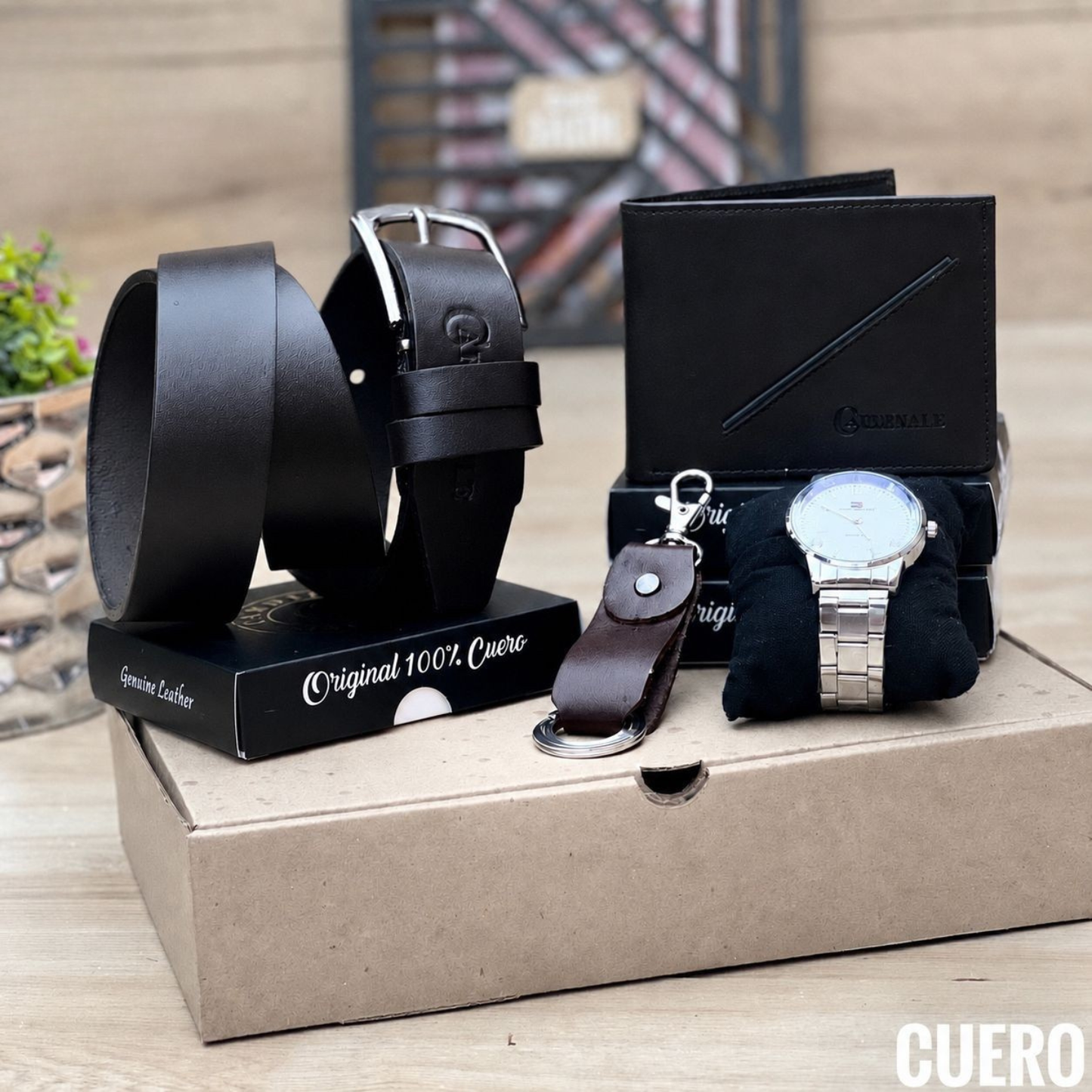 Trío Premium para Caballero con Reloj, Billetera y Correa – Regalo Elegante Listo para Sorprender