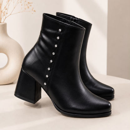 Botín de Tacón Ancho para Dama – Estilo Sofisticado con Altura Cómoda