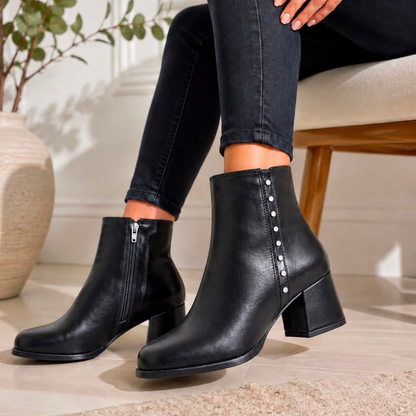 Botín de Tacón Ancho para Dama – Estilo Sofisticado con Altura Cómoda