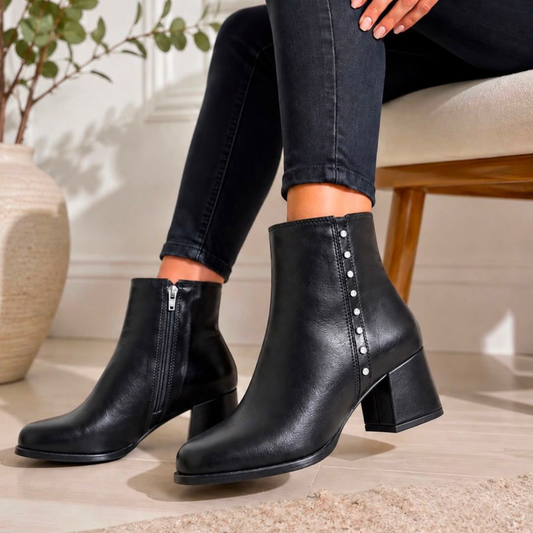 Botín de Tacón Ancho para Dama – Estilo Sofisticado con Altura Cómoda