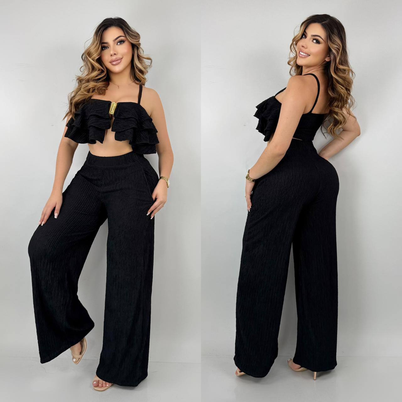 Compra conjunto mujer blusa y pantalón cómodo y elegante en Colombia. Outfit completo listo en minutos. Disponible en varias tallas