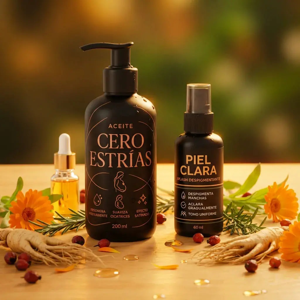 Aceite corporal Cero Estrías Splash para piel clara, ideal para hidratación diaria, piel más lisa y apariencia de tono uniforme.