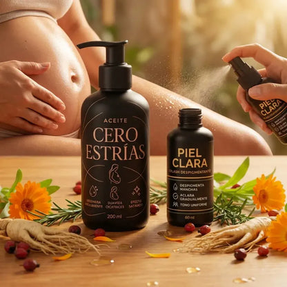 Aceite corporal Cero Estrías Splash para piel clara, ideal para hidratación diaria, piel más lisa y apariencia de tono uniforme.