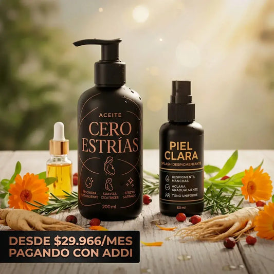 Aceite corporal Cero Estrías Splash para piel clara, ideal para hidratación diaria, piel más lisa y apariencia de tono uniforme.