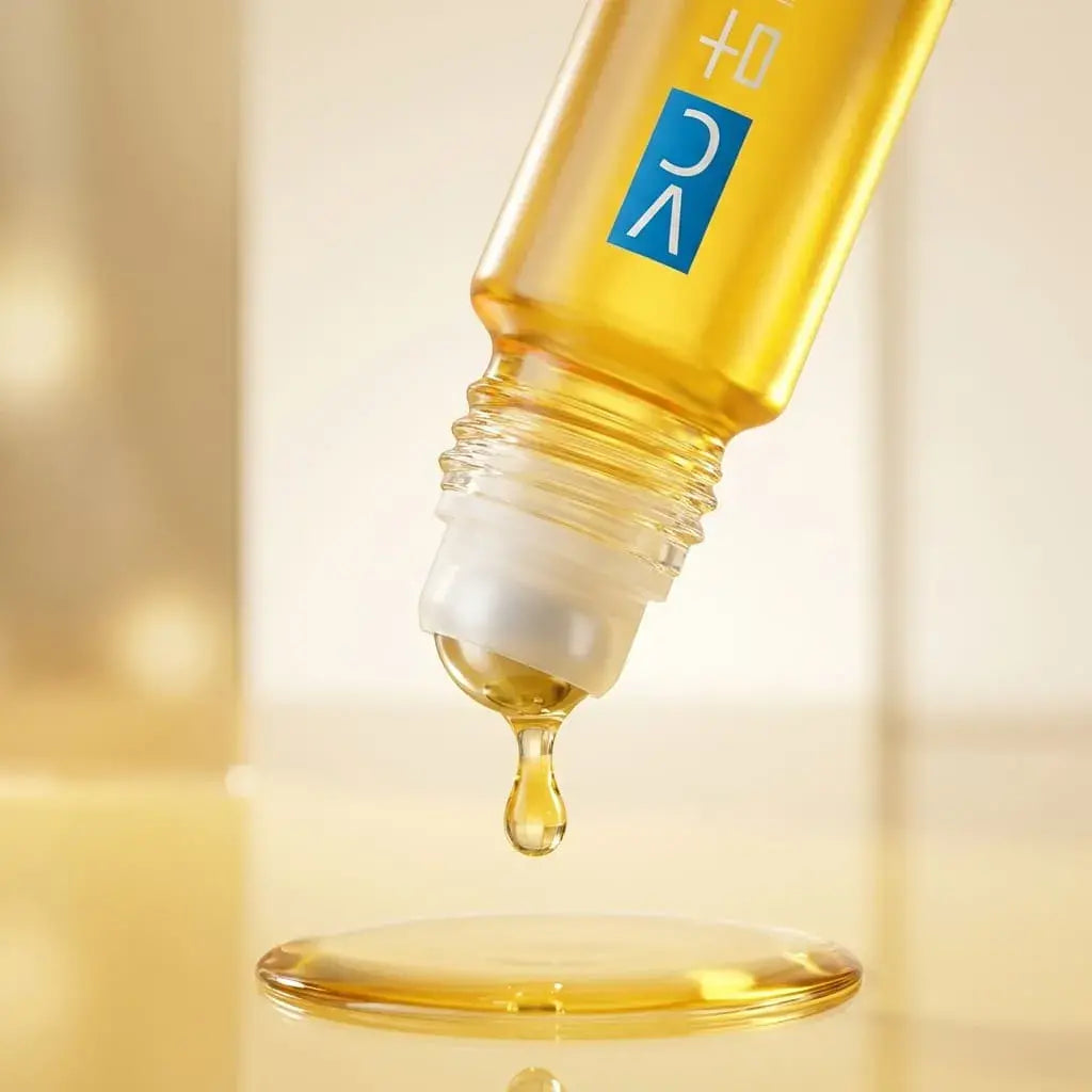 Aceite ocular con luteína y vitamina C en formato con rodillo masajeador. Hidratación ligera y cuidado del contorno de ojos.
