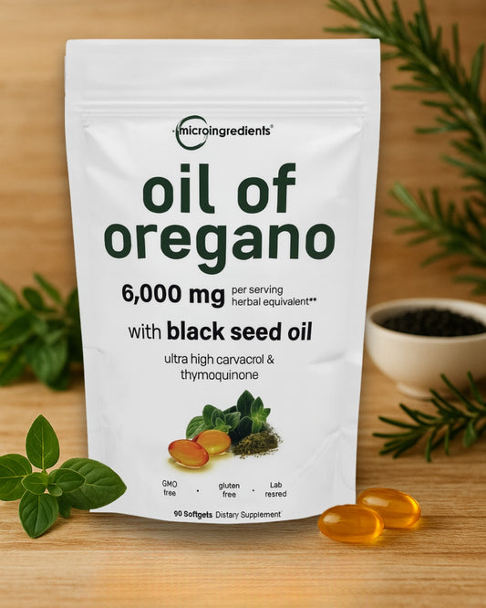 Aceite de orégano natural suplemento de bienestar general que apoya hábitos saludables y rutina diaria de cuidado personal.