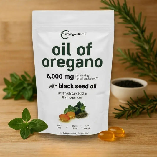 Aceite de orégano natural suplemento de bienestar general que apoya hábitos saludables y rutina diaria de cuidado personal.