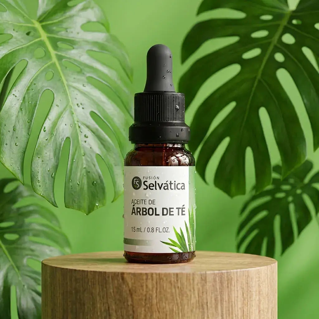 Aceite de árbol de té natural para cuidado localizado de la piel y el cuero cabelludo. Ayuda a purificar, calmar y mantener el equilibrio de forma práctica y versátil. Ideal para uso diario.