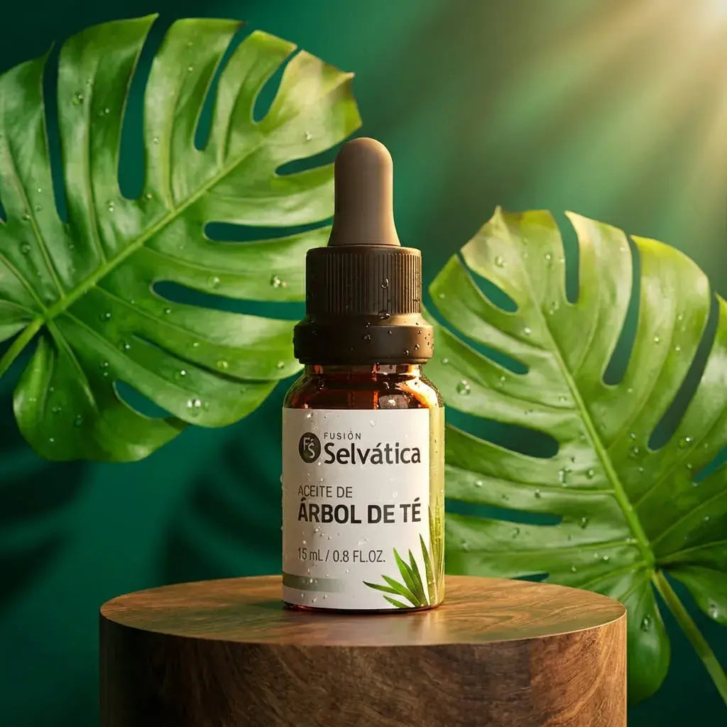 Aceite de árbol de té natural para cuidado localizado de la piel y el cuero cabelludo. Ayuda a purificar, calmar y mantener el equilibrio de forma práctica y versátil. Ideal para uso diario.