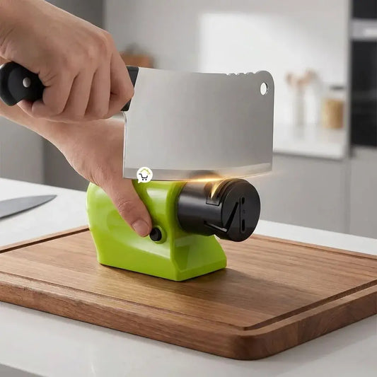 Afilador Eléctrico de cuchillos con sistema multietapa y base antideslizante, ideal para recuperar el filo de cuchillos de cocina y chef de forma práctica.