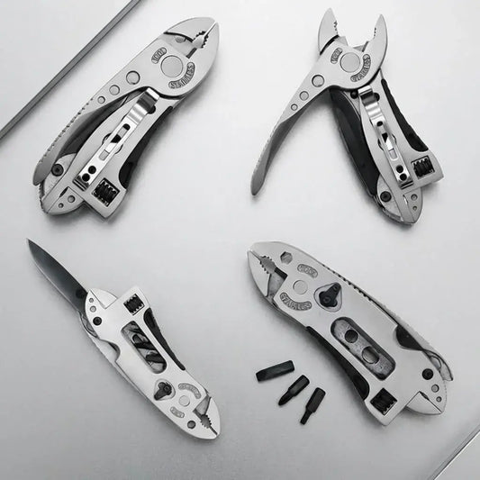 Alicate multiherramienta plegable y resistente, ideal para hogar, camping y uso diario, práctico y fácil de transportar.