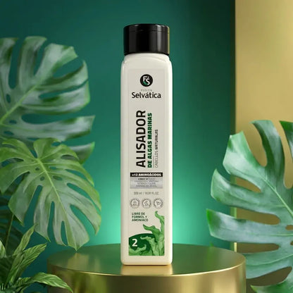 Alisador capilar de algas marinas con alisado progresivo que reduce frizz y volumen, aporta brillo y suavidad, sin formol ni amoníaco.