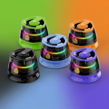 Altavoz Bluetooth magnético portátil V5.3 con controlador de 40 mm, carga Tipo C, hasta 3 horas de reproducción, aro metálico, cuerda y cable USB C incluidos.