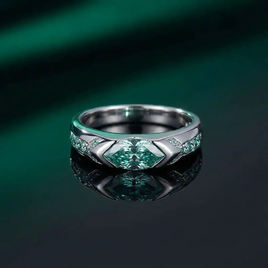 Anillo de Moissanita azul en plata 925 para mujer, con diseño elegante, brillante y femenino, ideal para regalo, celebraciones, ocasiones especiales y uso diario.