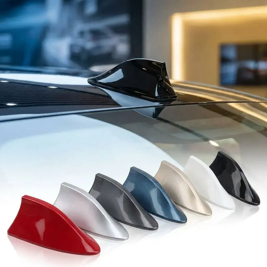 Antena Aleta de Tiburón DROPS para carro. Diseño aerodinámico, moderno y deportivo para techo de vehículo, con instalación adhesiva y radio compatible.