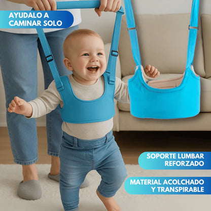 Arnés para bebé ajustable en algodón con correas acolchadas, ideal para apoyar los primeros pasos con seguridad.