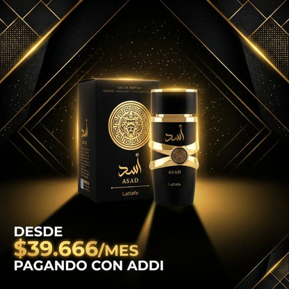 Perfume Asad™ para hombre con aroma intenso y larga duración, ideal para quienes buscan presencia, estilo y fijación prolongada.