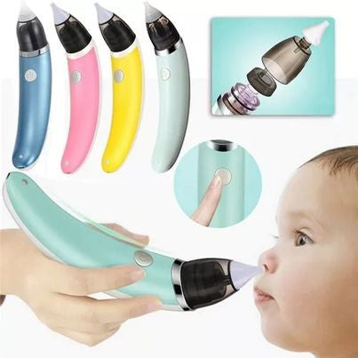 Aspirador nasal eléctrico para bebé HD-8032 recargable por USB, con 5 niveles de succión, boquillas de silicona suave, sistema antirreflujo y diseño desmontable.