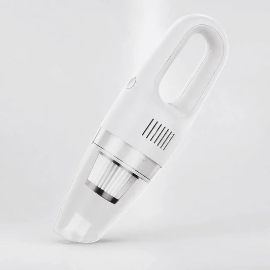 Aspiradora de mano inalámbrica portátil con succión de 5000 Pa, motor de 36.000 RPM, filtro lavable, contenedor transparente y batería recargable para carro, hogar y oficina.