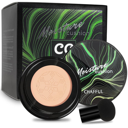 Base BB Cream cushion con cobertura natural, ligera y de larga duración. Incluye esponja aplicadora y disponible en varios tonos.