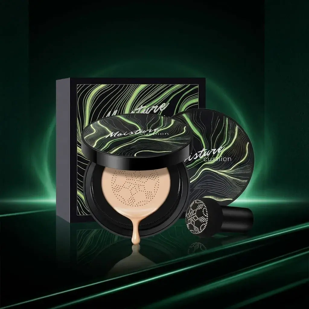 Base de maquillaje cushion hidratante a prueba de agua con cobertura uniforme. Ideal para climas cálidos y uso diario.