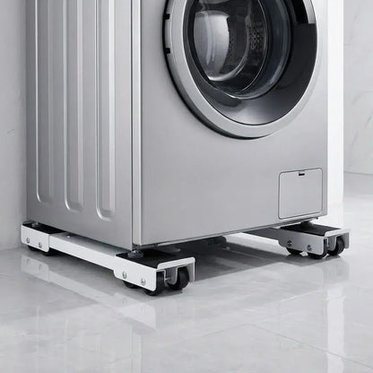 Base móvil ajustable para lavadora, nevera y electrodomésticos. Soporte resistente con ruedas, freno, sistema antideslizante y protección para pisos.