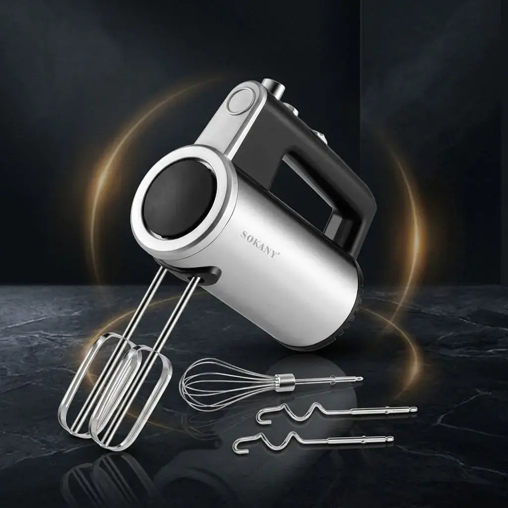 Batidora eléctrica inalámbrica Sokany 3 en 1 recargable USB con accesorios para batir, mezclar y espumar. Ideal para cocina práctica y moderna.