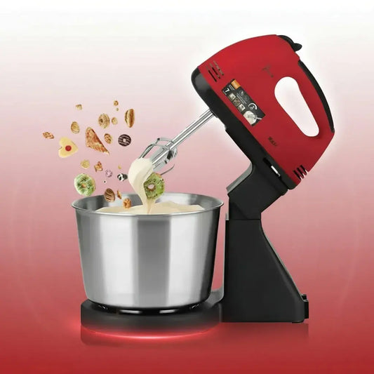 Batidora de pie RAF 250W con bowl de 2L y 7 velocidades. Ideal para mezclar, batir y amasar con resultados uniformes en cocina y repostería.
