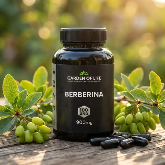 Berberina natural en frasco oscuro de 360 cc con termosellado de seguridad. Complemento para bienestar metabólico, digestivo y cardiovascular.