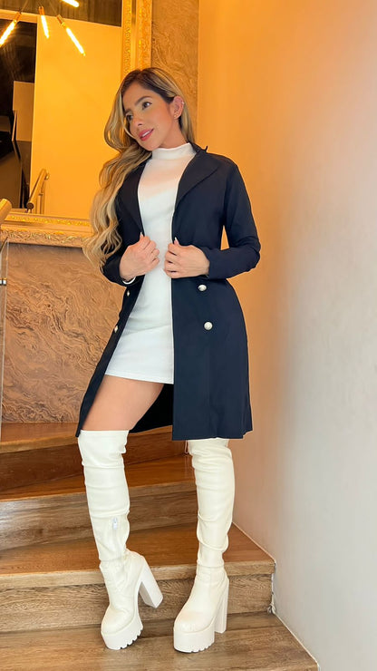 Compra set blazer con vestido para mujer elegante, en bengalina importada y rib, cómodo, moderno y perfecto para eventos y uso diario.