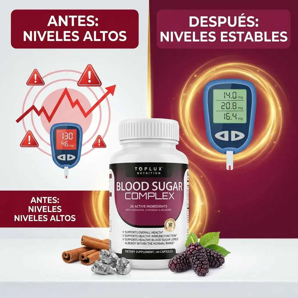 Suplemento natural que ayuda a controlar los niveles de azúcar en sangre como parte de un estilo de vida saludable y consciente.