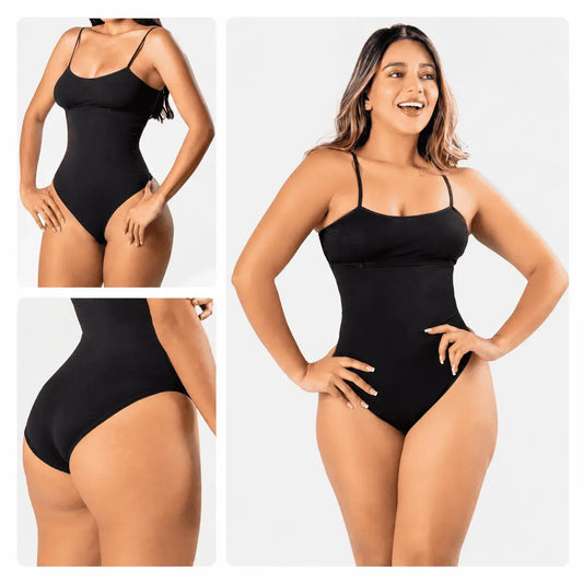 Compra body cachetero para mujer en licra nylon, con ajuste moldeador suave, tiras delgadas y broches ajustables para mayor comodidad.