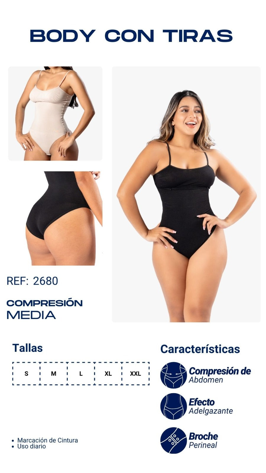 Compra body cachetero para mujer en licra nylon, con ajuste moldeador suave, tiras delgadas y broches ajustables para mayor comodidad.