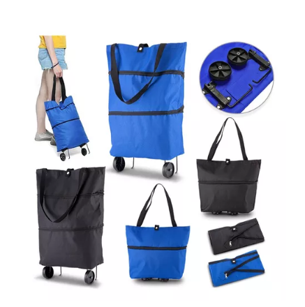 Compra bolsa carrito de compras plegable con ruedas, en tela Oxford reforzada, práctica, resistente y fácil de transportar para uso diario.