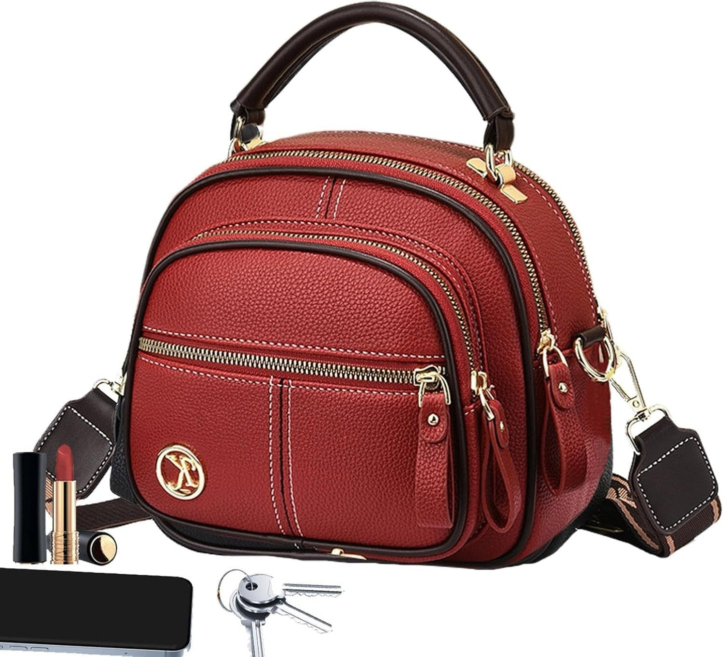 Bolso bandolera premium en sintético tipo cuero con cremallera y correa ajustable. Elegante, práctico e ideal para uso diario en Colombia.