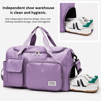 Bolso de viaje multifuncional en tela Oxford, con gran capacidad, múltiples compartimentos, correa de hombro y diseño ligero para gimnasio, trabajo y escapadas.